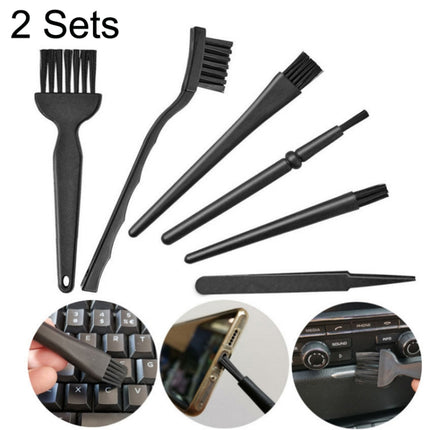 2 Sets Anti-static Brush Portable Handle Clean Keyboard Brush Kit(Black)-garmade.com