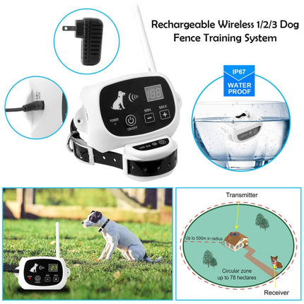 KD-661 500m Wireless Electric Dog Pet Fence Shock Collar,Spec: For One Dog(AU Plug)-garmade.com