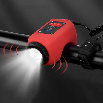 2 In 1 Bicycle Rechargeable Waterproof High Decibel Bell with Highlight Light(Red)-garmade.com