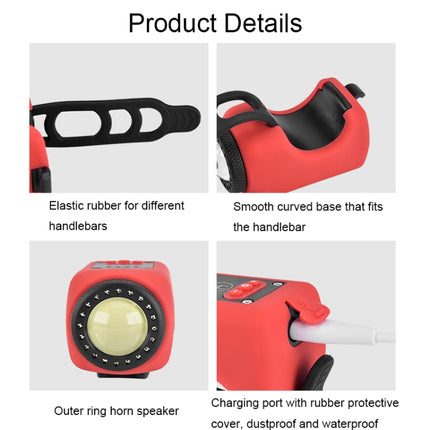 2 In 1 Bicycle Rechargeable Waterproof High Decibel Bell with Highlight Light(Red)-garmade.com