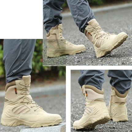 JL-1736 Wear-resistant Anti-collision High-top Training Boots Outdoor Sports Non-slip Hiking Shoes, Size: 45(Sand Color)-garmade.com