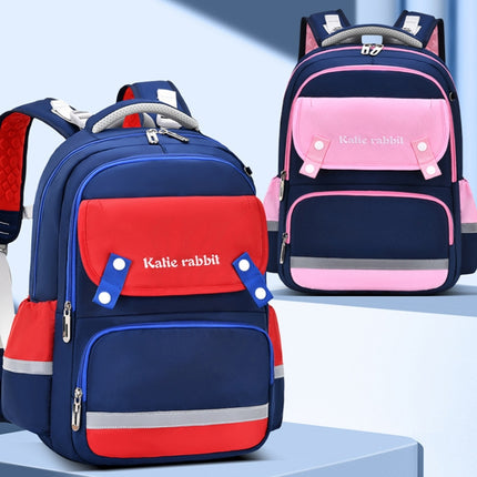 3862 Multi-compartment Ridge Protection Lightweight Waterproof Kids Schoolbag, Size: L (Royal Blue Red)-garmade.com