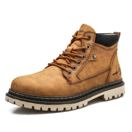 SY-5888 Outdoor Work Shoes Casual Lovers Martin Boots Men Shoes, Size: 38(Golden Yellow)-garmade.com