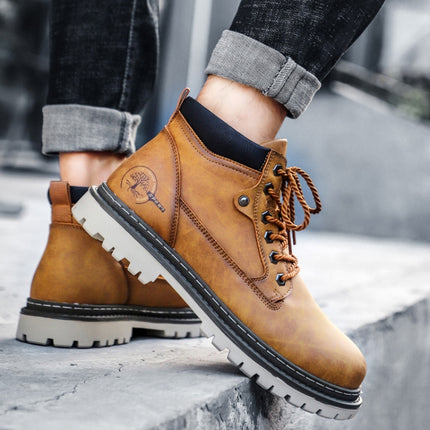 SY-5888 Outdoor Work Shoes Casual Lovers Martin Boots Men Shoes, Size: 44(Golden Yellow)-garmade.com