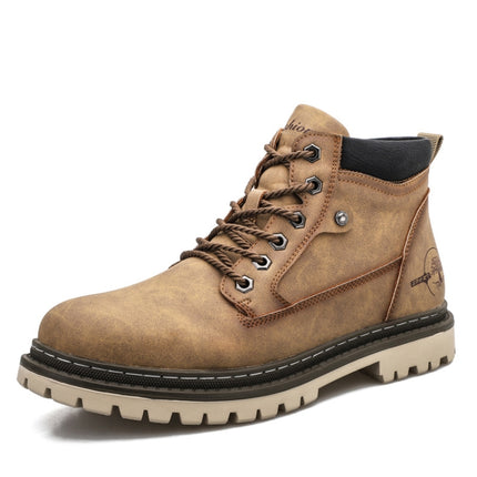 SY-5888 Outdoor Work Shoes Casual Lovers Martin Boots Men Shoes, Size: 39(Khaki)-garmade.com