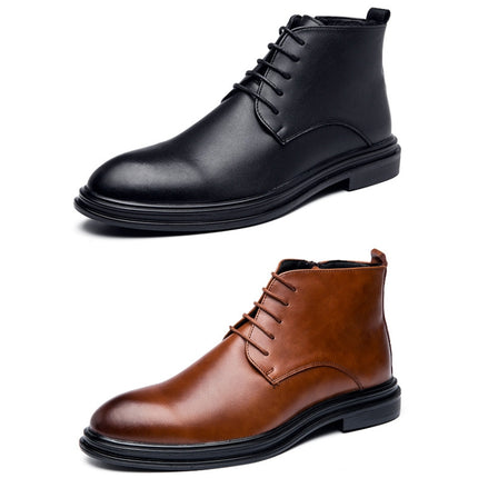 WJZ-G11 Men British Pointed Leather Shoes Business Casual Boots, Size: 38(Black)-garmade.com