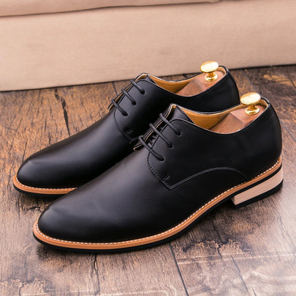 JL-1022 Men British Pointed Leather Shoes Business Casual Shoes, Size: 38(Black)-garmade.com