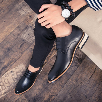 JL-1022 Men British Pointed Leather Shoes Business Casual Shoes, Size: 41(Black)-garmade.com