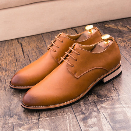 JL-1022 Men British Pointed Leather Shoes Business Casual Shoes, Size: 42(Brown)-garmade.com