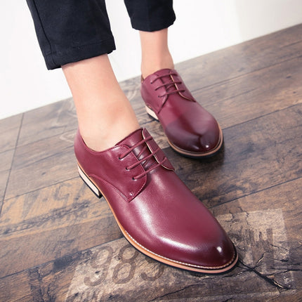 JL-1022 Men British Pointed Leather Shoes Business Casual Shoes, Size: 43(Red)-garmade.com