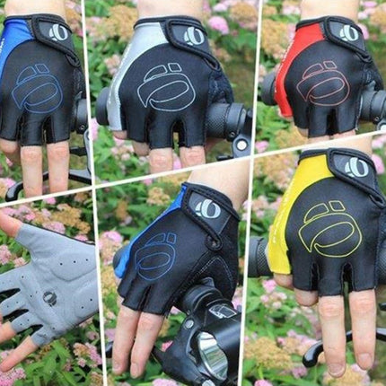 YIZIMI Anti-shock Half-finger Gloves Cycling Silicone Short Finger Gloves, Size: S(Black Gray)-garmade.com