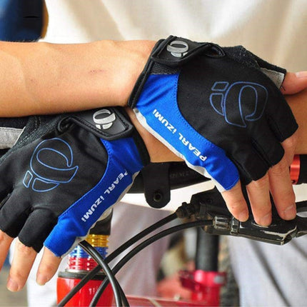 YIZIMI Anti-shock Half-finger Gloves Cycling Silicone Short Finger Gloves, Size: M(Black Blue)-garmade.com