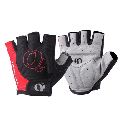 YIZIMI Anti-shock Half-finger Gloves Cycling Silicone Short Finger Gloves, Size: M(Black Red)-garmade.com