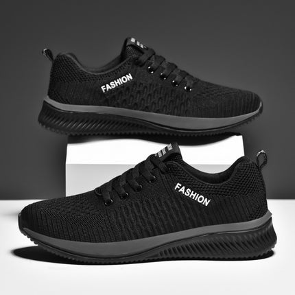 JD-9088 Autumn Fly Woven Soft Bottom Men Leisure Shoes Couple Running Shoes, Size: 37(Black Ash)-garmade.com