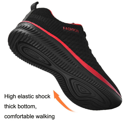 JD-9088 Autumn Fly Woven Soft Bottom Men Leisure Shoes Couple Running Shoes, Size: 38(Red Black)-garmade.com