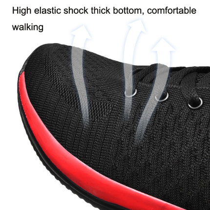JD-9088 Autumn Fly Woven Soft Bottom Men Leisure Shoes Couple Running Shoes, Size: 46(Red Black)-garmade.com