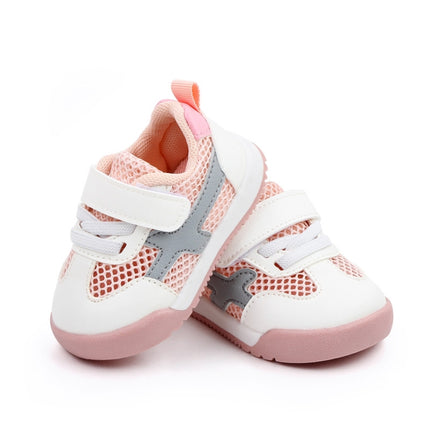 D2678 Autumn Baby Shoes Super Skin Children Sport White Shoees, Size: 15(Single Net Pink)-garmade.com
