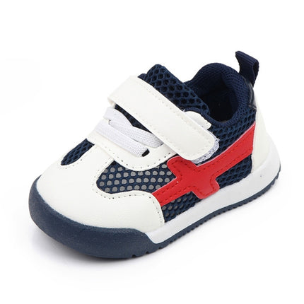 D2678 Autumn Baby Shoes Super Skin Children Sport White Shoees, Size: 15(Single Net Dark Blue)-garmade.com
