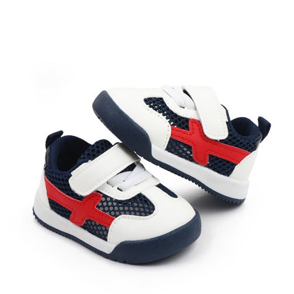 D2678 Autumn Baby Shoes Super Skin Children Sport White Shoees, Size: 15(Single Net Dark Blue)-garmade.com