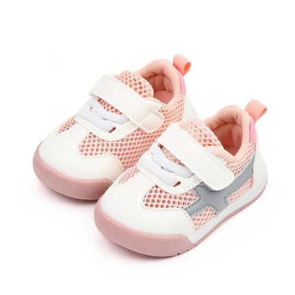 D2678 Autumn Baby Shoes Super Skin Children Sport White Shoees, Size: 17(Single Net Pink)-garmade.com