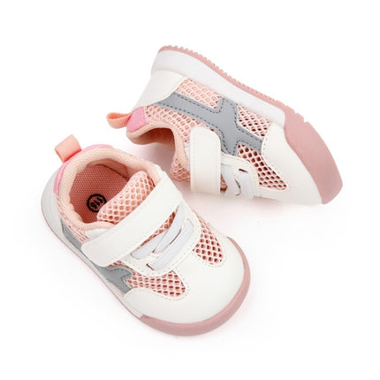 D2678 Autumn Baby Shoes Super Skin Children Sport White Shoees, Size: 19(Single Net Pink)-garmade.com