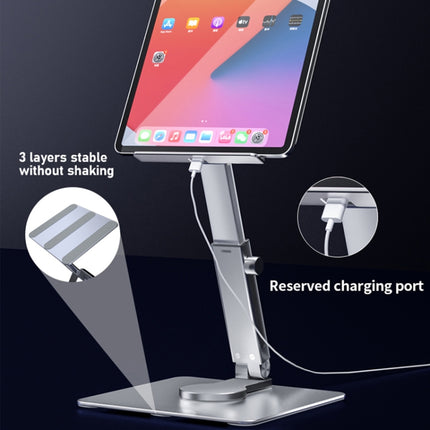 JUNDNE H06 Desktop Folding Phone Stand Portable Telescopic Rotary Tablet Stand(Silver)-garmade.com