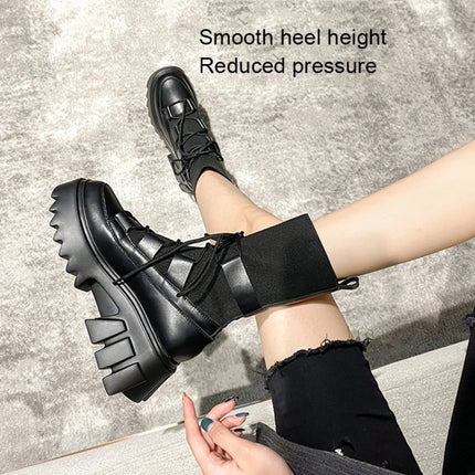 Women Martin Boots Round Toe Sock Boots, Size: 38(Black With Velvet)-garmade.com