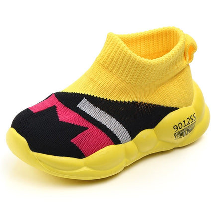 D2232 Breathable Baby Walking Shoes Fly Woven Mesh Children Casual Shoes, Size: 21(Yellow)-garmade.com