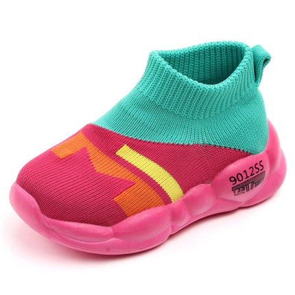 D2232 Breathable Baby Walking Shoes Fly Woven Mesh Children Casual Shoes, Size: 21(Green)-garmade.com