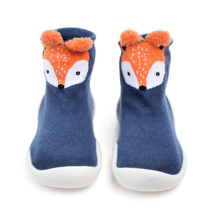 D2201 Children Cartoon Tube Floor Socks Knitted Soft Bottom Baby Shoes Socks, Size: 20-21(Blue Fox)-garmade.com