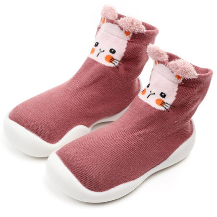 D2201 Children Cartoon Tube Floor Socks Knitted Soft Bottom Baby Shoes Socks, Size: 20-21(Pink Rabbit)-garmade.com