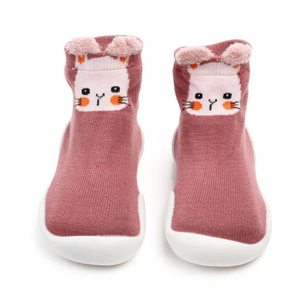 D2201 Children Cartoon Tube Floor Socks Knitted Soft Bottom Baby Shoes Socks, Size: 20-21(Pink Rabbit)-garmade.com