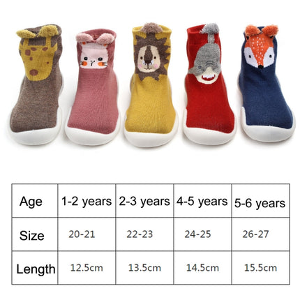 D2201 Children Cartoon Tube Floor Socks Knitted Soft Bottom Baby Shoes Socks, Size: 20-21(Yellow Lion)-garmade.com