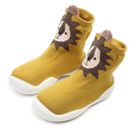 D2201 Children Cartoon Tube Floor Socks Knitted Soft Bottom Baby Shoes Socks, Size: 22-23(Yellow Lion)-garmade.com