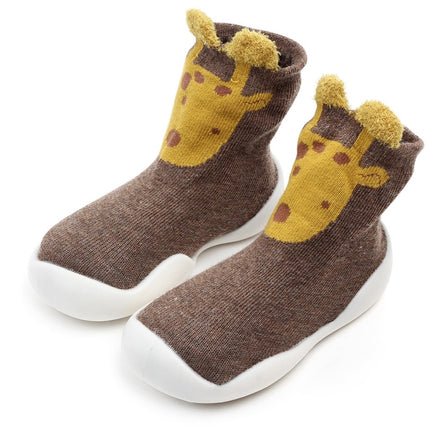 D2201 Children Cartoon Tube Floor Socks Knitted Soft Bottom Baby Shoes Socks, Size: 24-25(Brown Deer)-garmade.com
