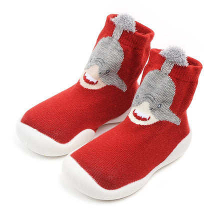 D2201 Children Cartoon Tube Floor Socks Knitted Soft Bottom Baby Shoes Socks, Size: 26-27(Red Whale)-garmade.com