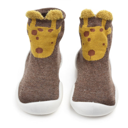 D2201 Children Cartoon Tube Floor Socks Knitted Soft Bottom Baby Shoes Socks, Size: 26-27(Brown Deer)-garmade.com