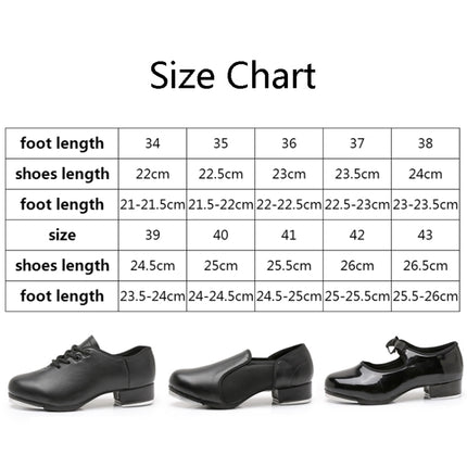 Beginners Straight Bottom Tap Shoes Black Imitation Leather Soft Bottom Shoes, Size: 36(Bright Leather)-garmade.com