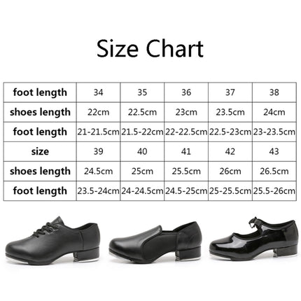 Beginners Straight Bottom Tap Shoes Black Imitation Leather Soft Bottom Shoes, Size: 34(Bright Leather)-garmade.com