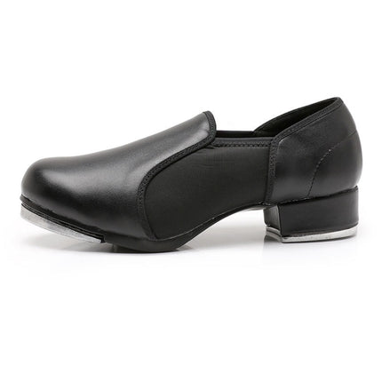 Beginners Straight Bottom Tap Shoes Black Imitation Leather Soft Bottom Shoes, Size: 36(Slack Mouth)-garmade.com