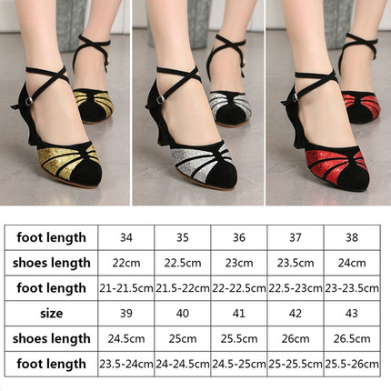 Soft Bottom Female Latin Dance Shoes Summer Sandals, Size: 38(3cm Black Red)-garmade.com