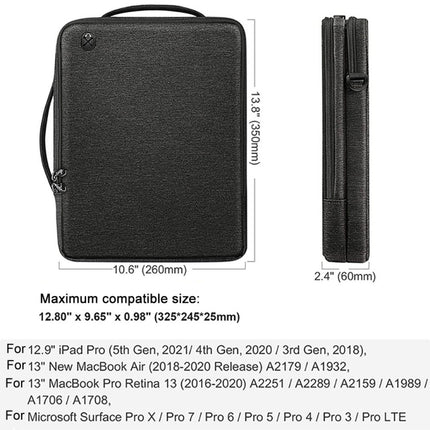 13.3-14 Inch Portable Laotop Bag Waterproof Multifunctional Shoulder Crossbody Bag(Black)-garmade.com
