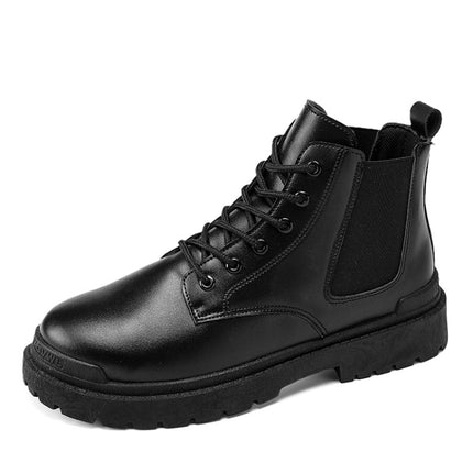 Men Martin Boots Motorcycle Leather Boots High Top Work Boots, Size: 39(XFS-8602 Black)-garmade.com