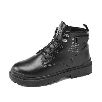 Men Martin Boots Motorcycle Leather Boots High Top Work Boots, Size: 40(XFS-8607 Black)-garmade.com