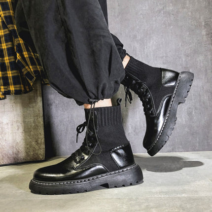 Men Martin Boots High-top Retro Sock Mouth Men Boots, Size: 44(JL-MD205 Black)-garmade.com