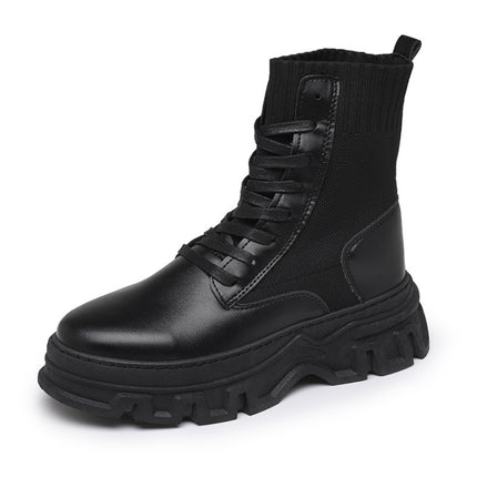 Men Martin Boots High-top Retro Sock Mouth Men Boots, Size: 43(JL-CL7708 Black)-garmade.com