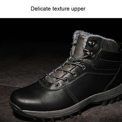 GG-858 Men Snow Boots Velvet Keep Warm Thick Bottom Men Boots, Size: 46(Black)-garmade.com