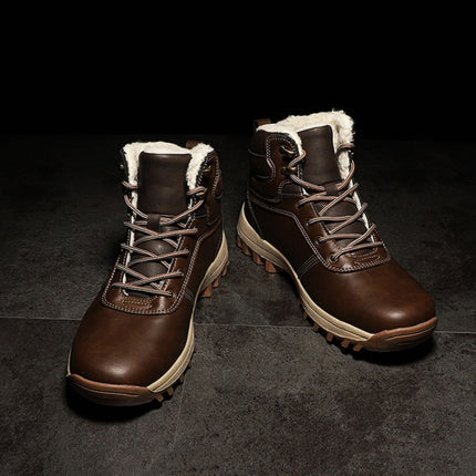 GG-858 Men Snow Boots Velvet Keep Warm Thick Bottom Men Boots, Size: 38(Dark Brown)-garmade.com