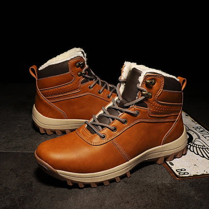 GG-858 Men Snow Boots Velvet Keep Warm Thick Bottom Men Boots, Size: 41(Light Brown)-garmade.com