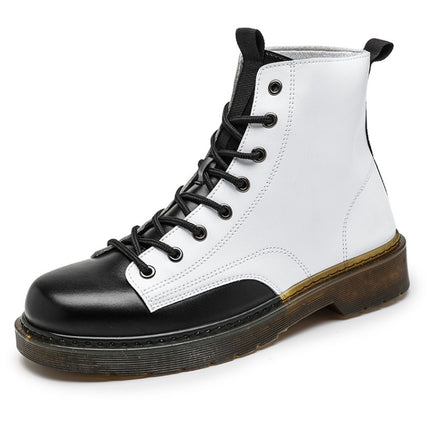 JL-MR062 Men Martin Boots High-Top Lace Biker Work Shoes, Size: 39(White)-garmade.com